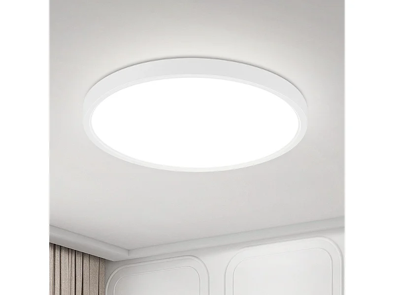 NETTLIFE Plafonnier LED plat 18 cm - 15 W, Blanc, 6000 K - Éclairage moderne cuisine, couloir, chambre