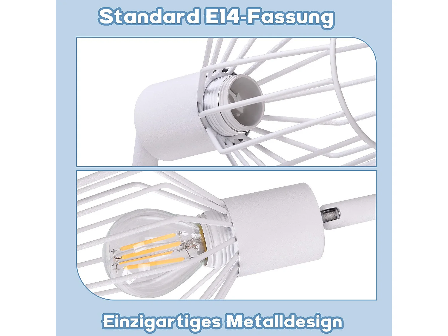 NETTLIFE Opbouwspot 3-lichts E14 Fitting wit kooiontwerp Lampkap  350° draaibar Plafondspot L 46cm Vintage Keukenlamp voor Slaapkamer Hal Woonkamer Zonder Lichtborn