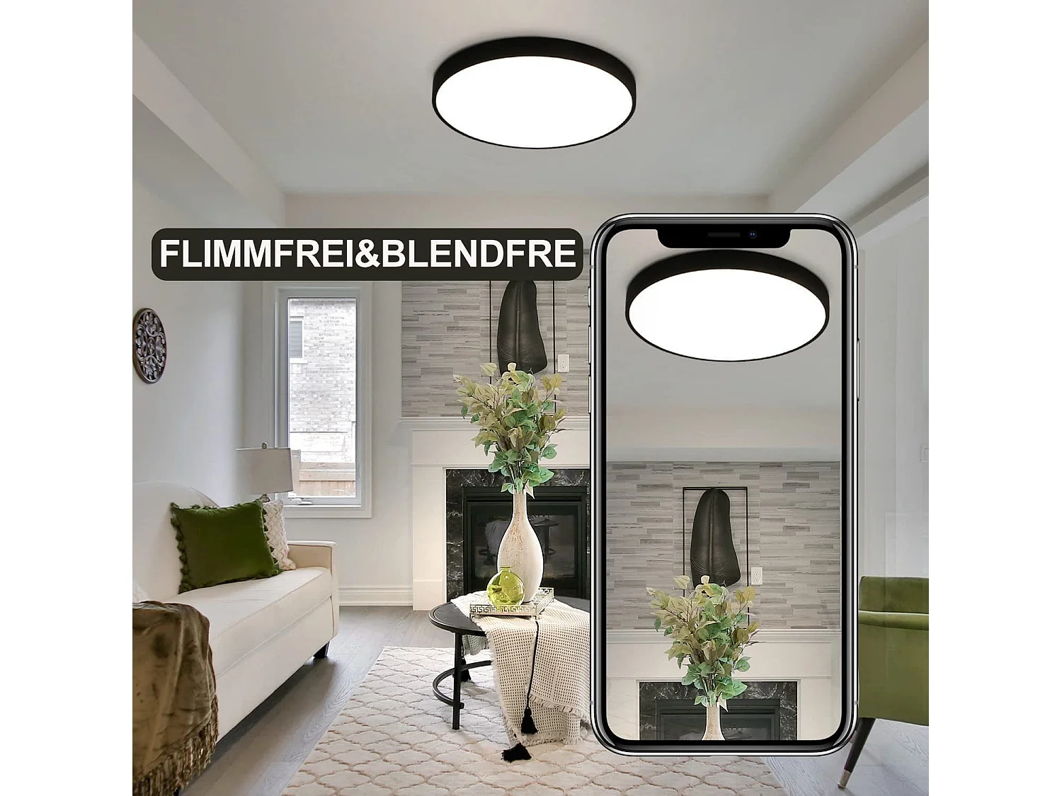 NETTLIFE Panel LED Plafón Baño Redondo Plano Negro 17W 4000K 28*2.5cm