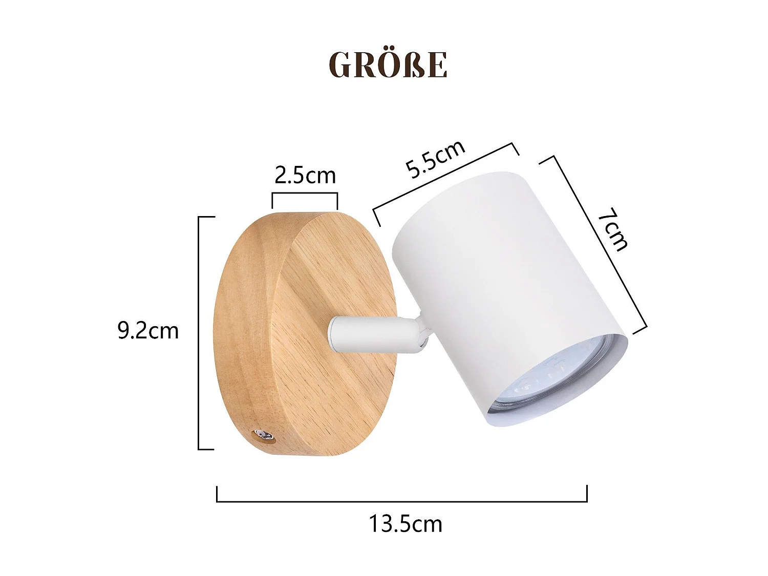 NETTLIFE Plafón LED de 1 llama - Plafón GU10 Blanco Foco giratorio Aplique de madera Foco de pared para salón dormitorio MAX.40W Sin bombilla