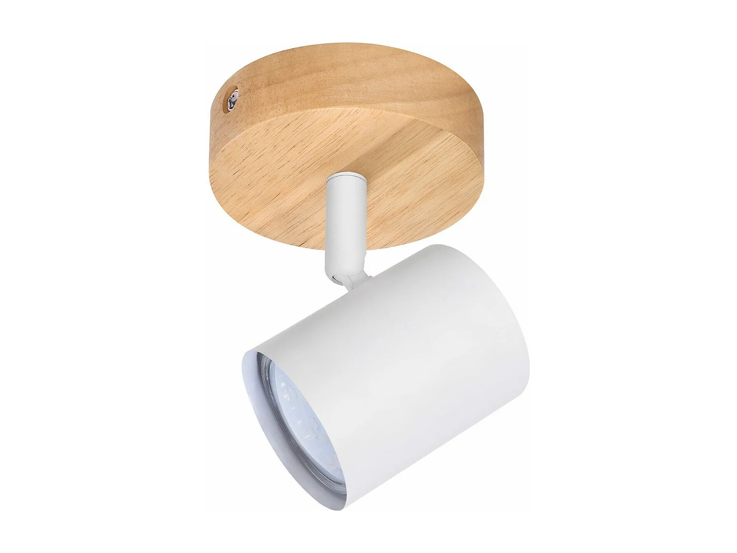 NETTLIFE 1-płomienna lampa sufitowa LED - Biała lampa sufitowa GU10 Obrotowy reflektor Drewniany kinkiet Reflektor ścienny do salonu sypialni Bez żarówki