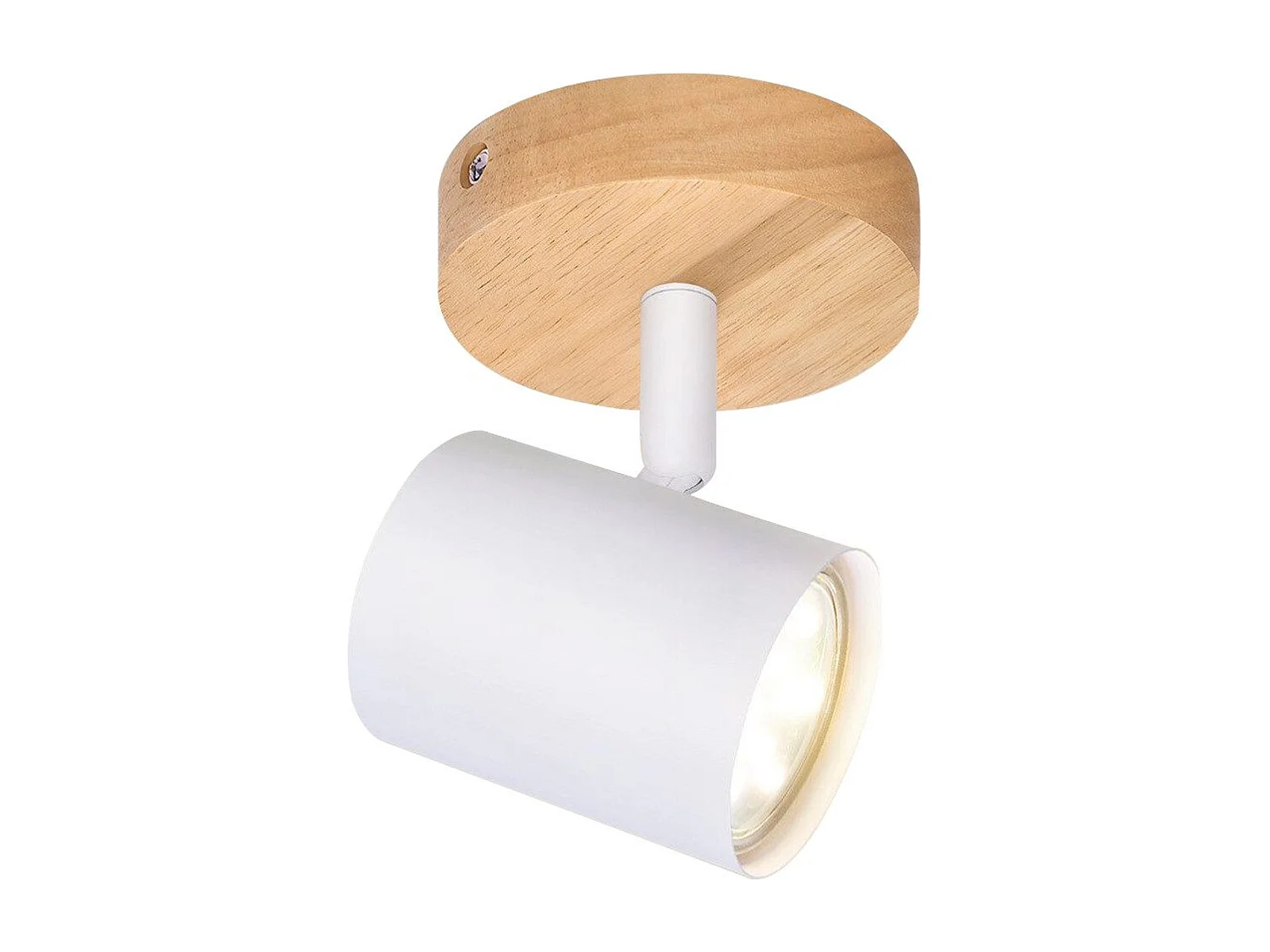 NETTLIFE Plafonnier LED 1 flamme - Blanc Plafonnier GU10 Spot pivotant Applique murale en bois Spot mural pour salon chambre  Sans ampoule