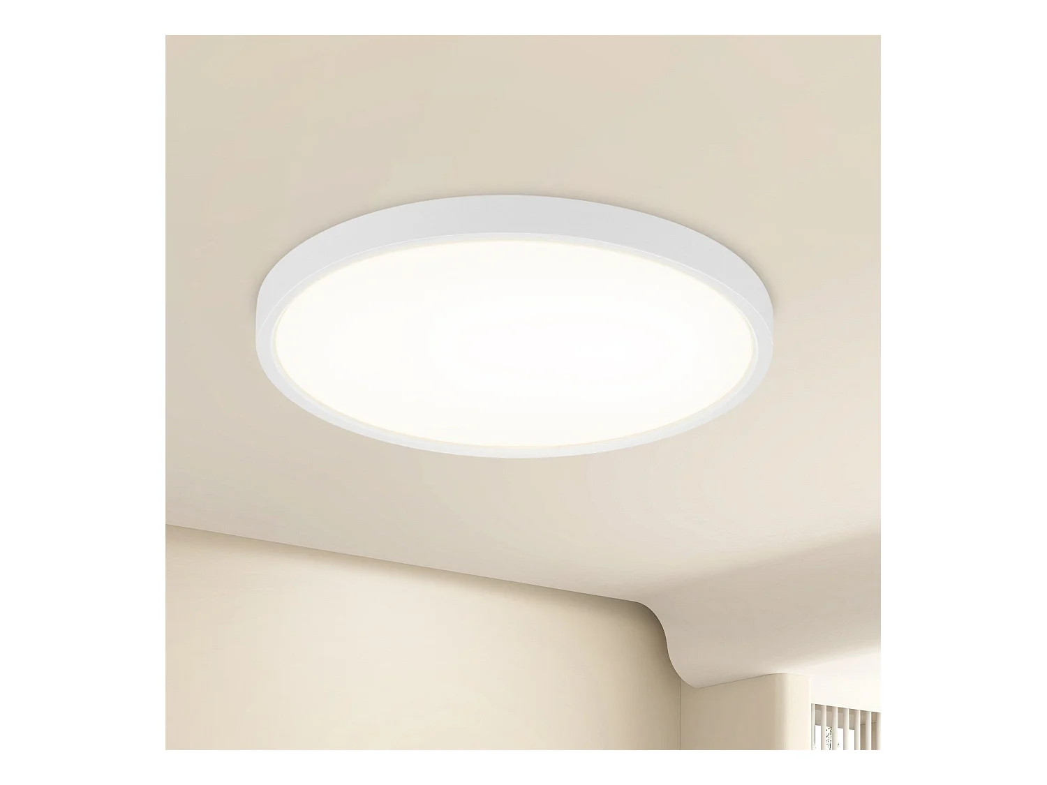 NETTLIFE Płaska lampa sufitowa LED 18 cm - 15 W, biała, 4000 K - Nowoczesne oświetlenie do kuchni, przedpokoju, sypialni