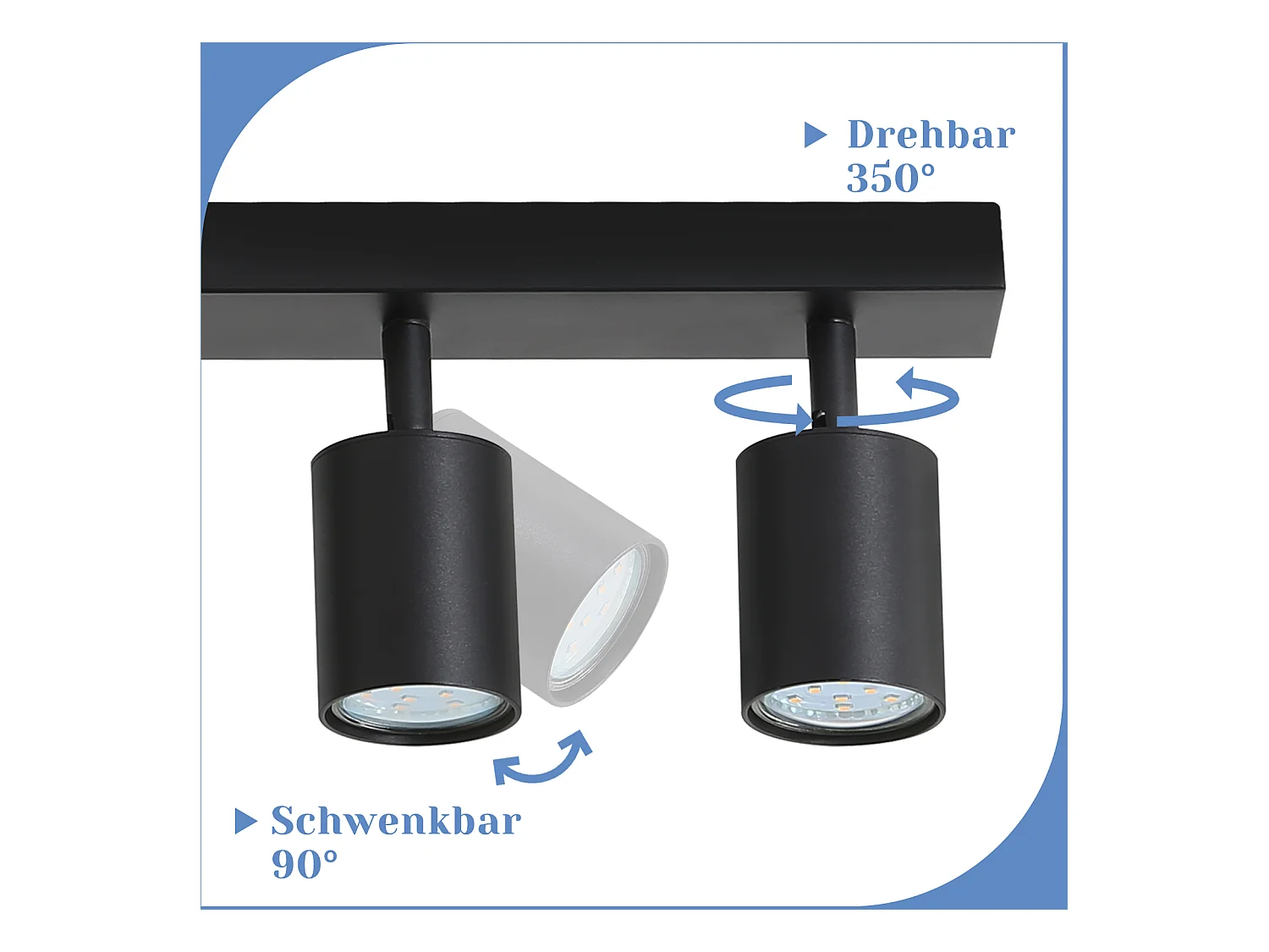 NETTLIFE  Deckenstrahler 6 Flammig Deckenleuchte Schwarz - LED Deckenlampe Deckenspot Strahler GU10 Schwenkbar 350°