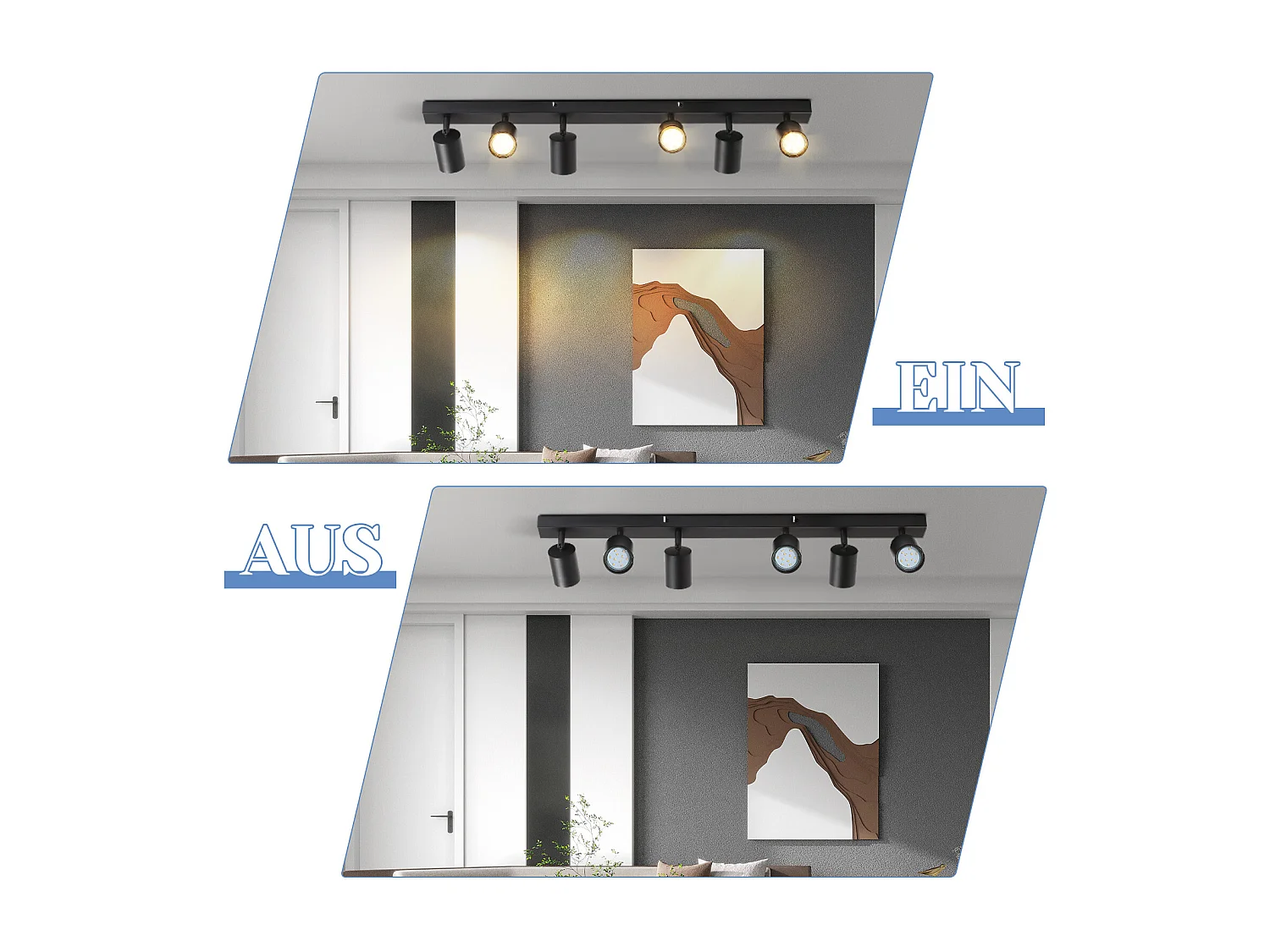 NETTLIFE  Deckenstrahler 6 Flammig Deckenleuchte Schwarz - LED Deckenlampe Deckenspot Strahler GU10 Schwenkbar 350°
