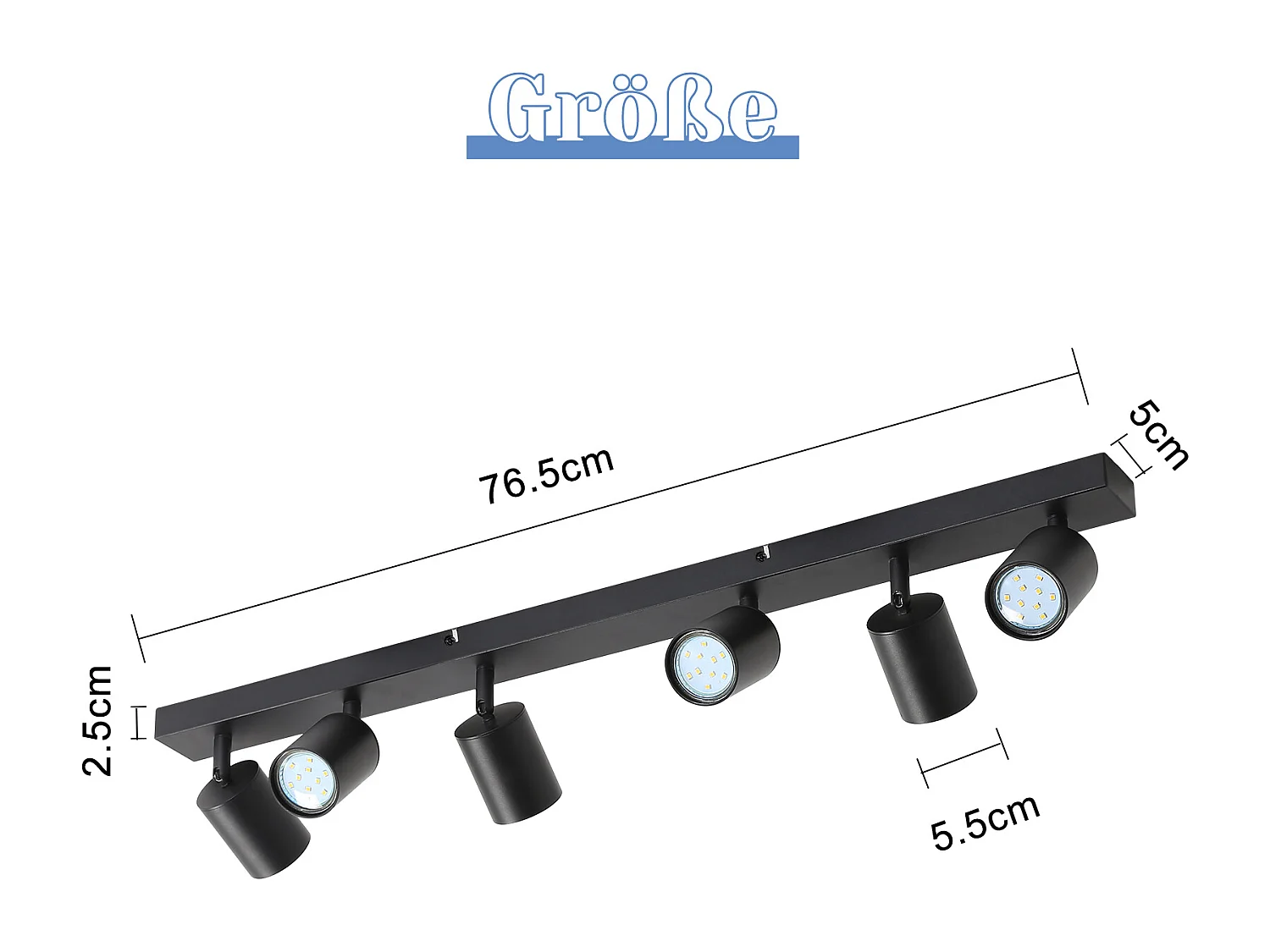 NETTLIFE Plafondlamp - 6-lichts - GU10 Fitting - Modern Plafondspot - Zwart - Opbouwspot 76,5cm - IP20 - zonder gloeilamp