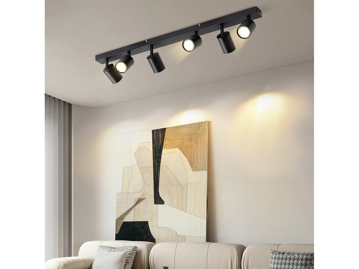 NETTLIFE 6 spots de Plafond Noir LED orientable à 330° GU10 pour Salon Chambre Cuisine, sans Ampoule