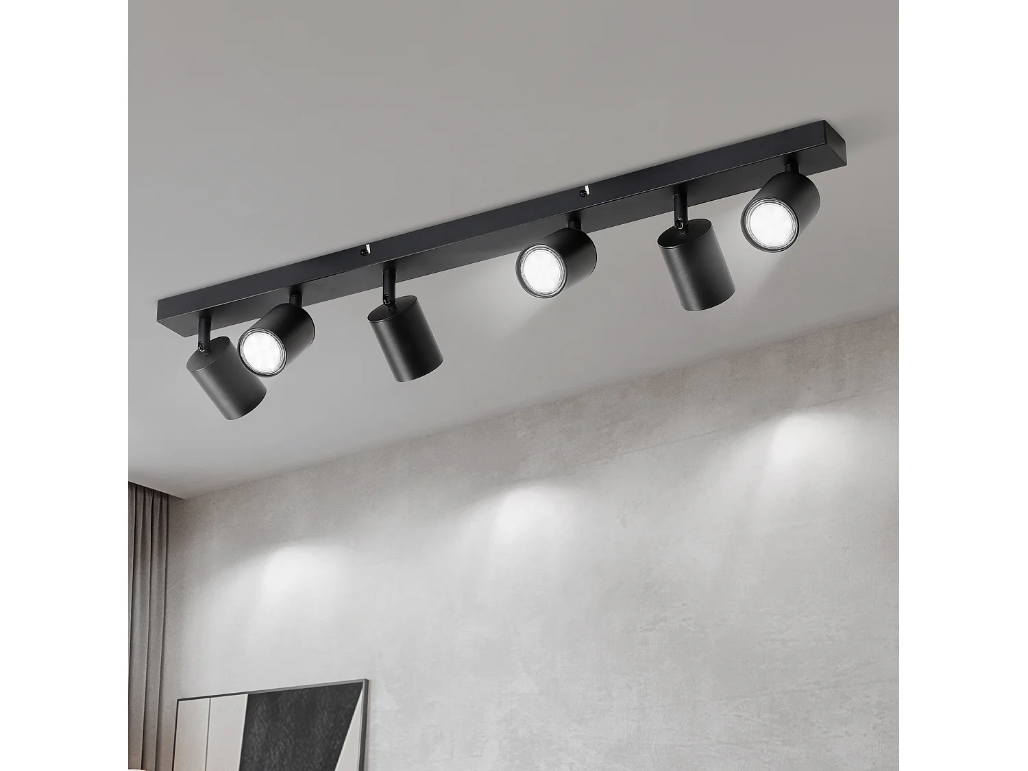 NETTLIFE 6 spots de Plafond Noir LED orientable à 330° GU10 pour Salon Chambre Cuisine, sans Ampoule