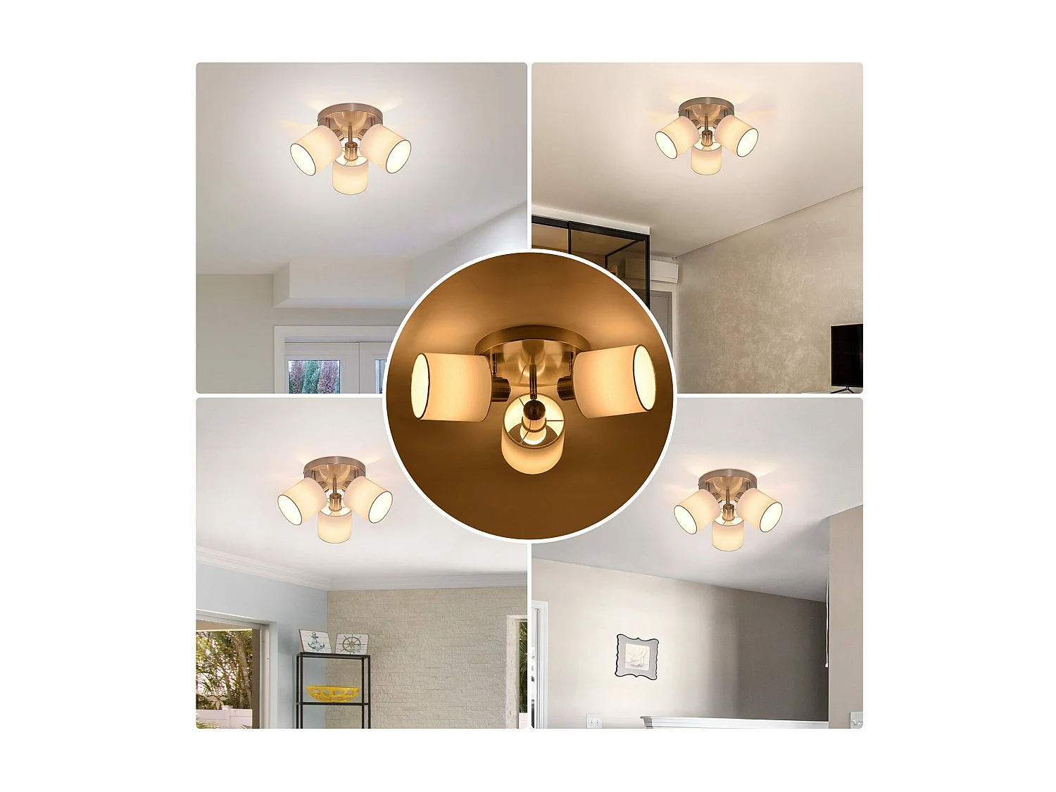 NETTLIFE 3 Spots de plafond couloir - mural moderne argenté orientable à 350°E14 MAX.25W lampe pour salon chambre cuisine (sans ampoule)