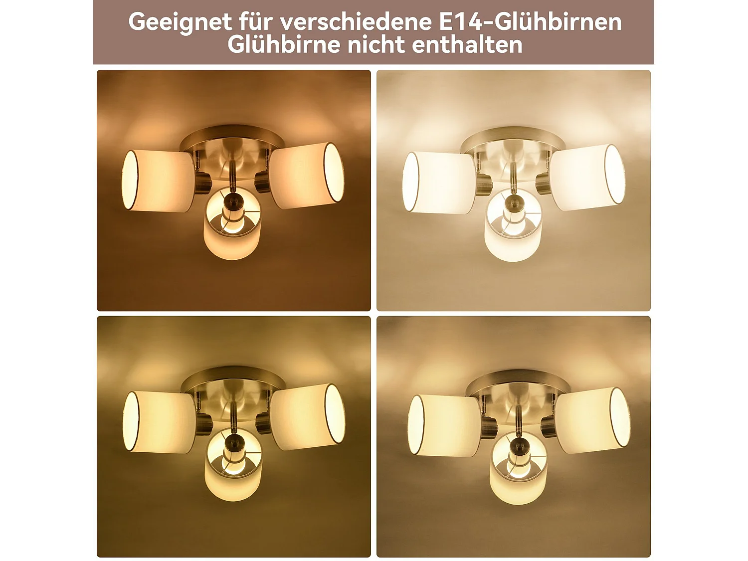 NETTLIFE 3 Spots de plafond couloir - mural moderne argenté orientable à 350°E14 MAX.25W lampe pour salon chambre cuisine (sans ampoule)