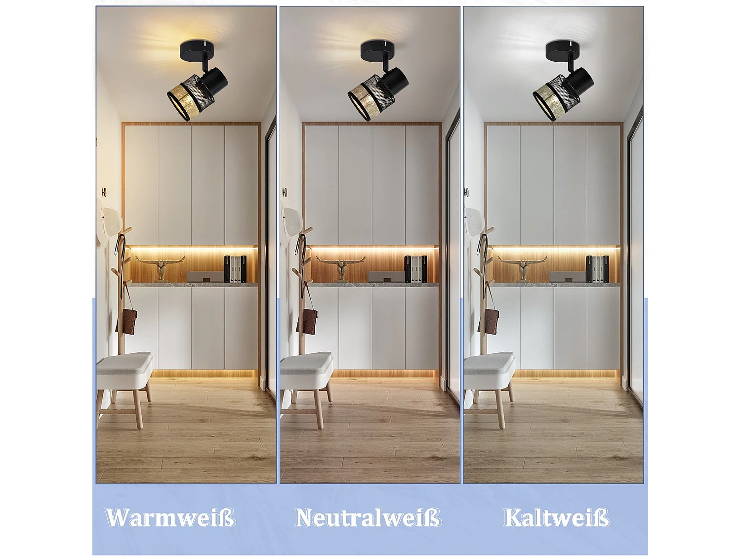 NETTLIFE Reflektor sufitowy 1 żarówka Czarny Vintage Metal Korytarz ze złotym abażurem z tkaniny E27 40W Regulowany 330° do salonu Sypialnia Kuchnia