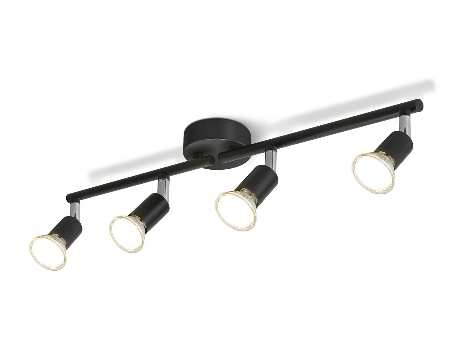 NETTLIFE 4 Spots Plafonnier LED Noir GU10 Lampe Moderne Industrielle Rotative à 330° pour Couloir Cuisine Chambre Salon Enfant