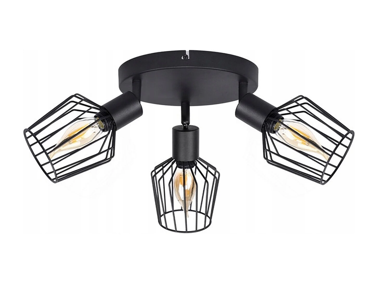 NETTLIFE 3 Spots de Plafond E14 - rond métal, lampe de couloir industrielle pivotante à 350°, applique murale pour couloir et salon，noir