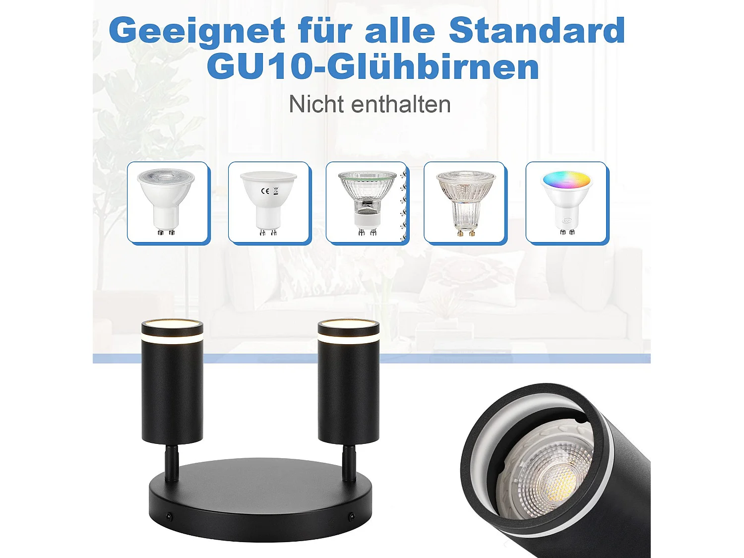NETTLIFE Opbouwspot GU10 zwart L 20cm Moderne Plafondlamp 355° draaibaar Plafondspot 2-Lichts cilinder Lampkap voor Slaafkamer | Kantoor | Woonkamer Max.25W