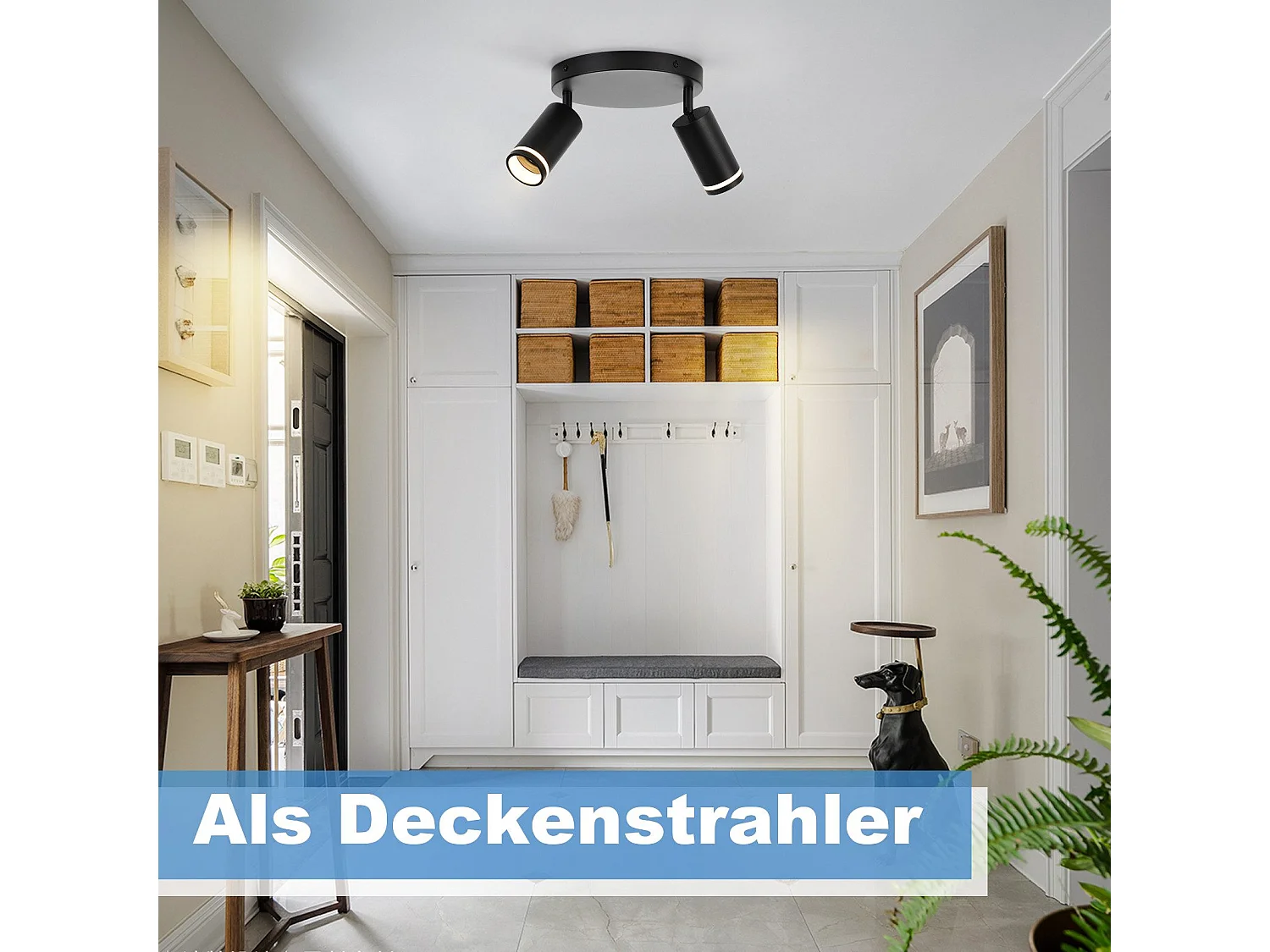 NETTLIFE Opbouwspot GU10 zwart L 20cm Moderne Plafondlamp 355° draaibaar Plafondspot 2-Lichts cilinder Lampkap voor Slaafkamer | Kantoor | Woonkamer Max.25W