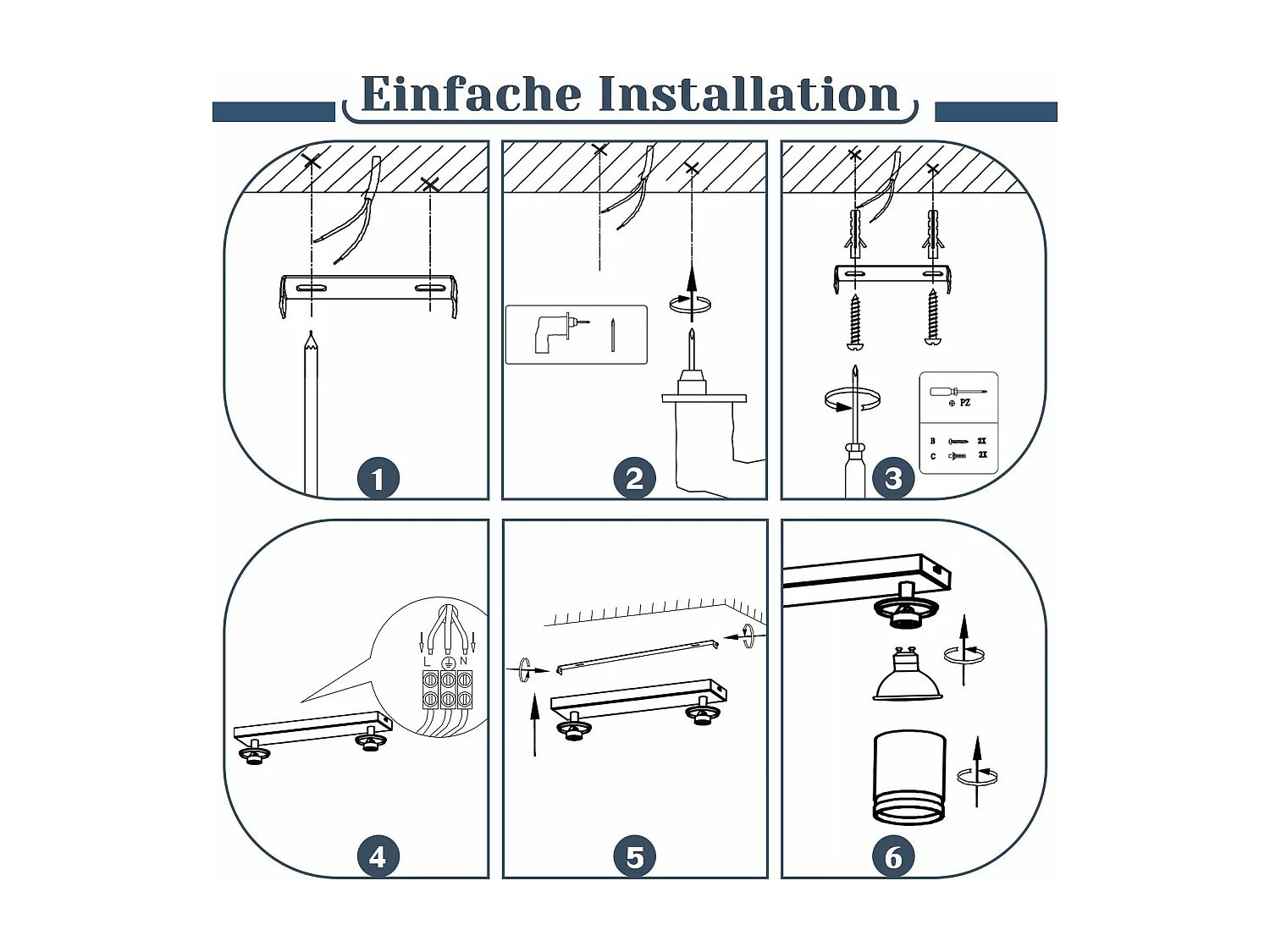 NETTLIFE Opbouwspot GU10 zwart L 28.5cm rechthoekig  Plafondlamp 355° draaibaar Plafondspot 2-Lichts cilinder Lampkap voor Slaafkamer Kantoor Woonkamer Max.25W