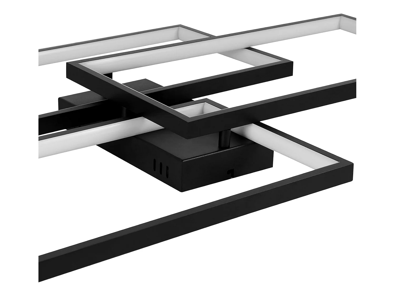 NETTLIFE Plafonnier LED Métal Noir 72W 80CM Salon Lampe de Salon Moderne Dimmable avec Télécommande Design Rectangulaire pour Cuisines