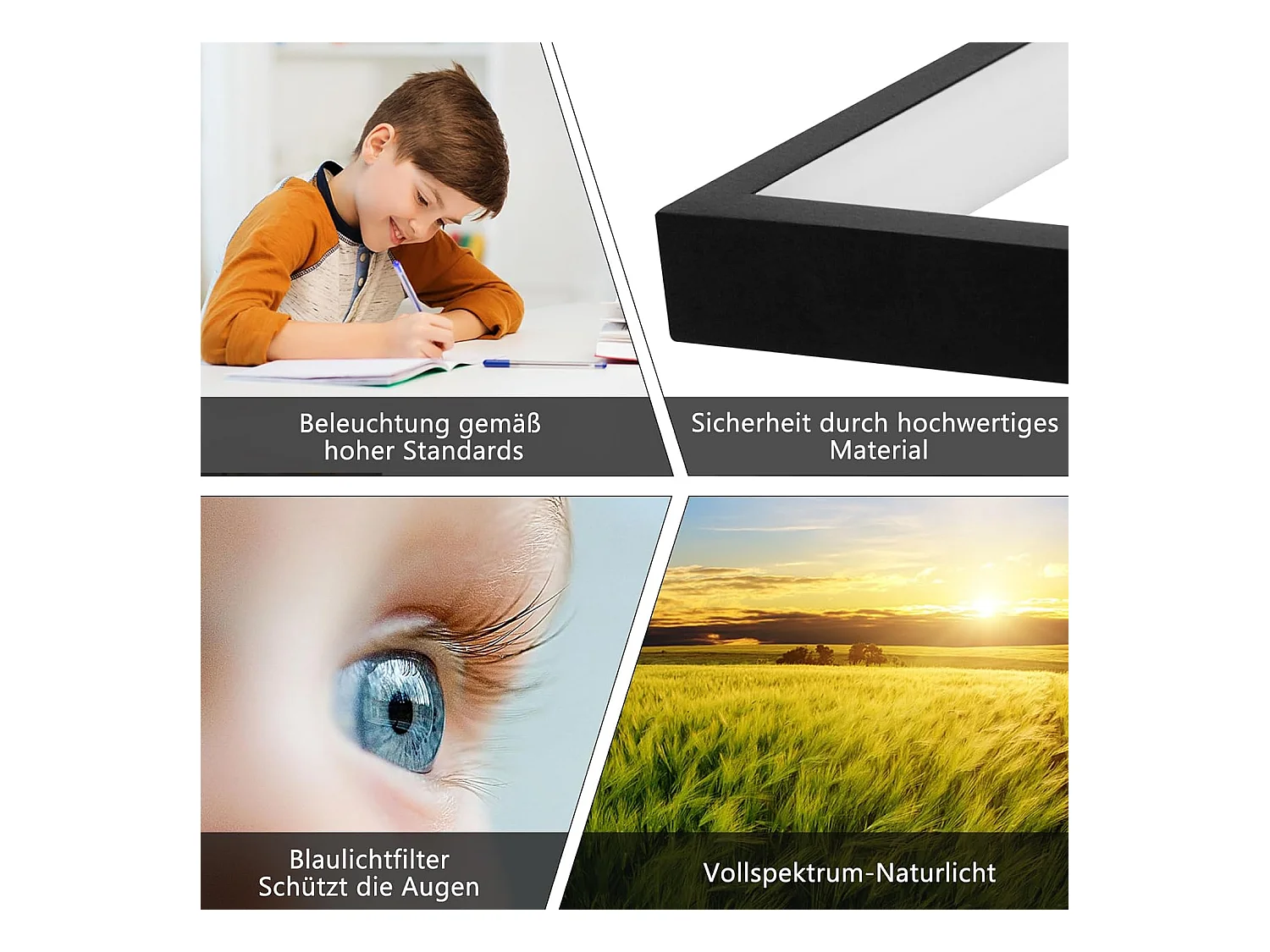 NETTLIFE Plafonnier LED Métal Noir 72W 80CM Salon Lampe de Salon Moderne Dimmable avec Télécommande Design Rectangulaire pour Cuisines