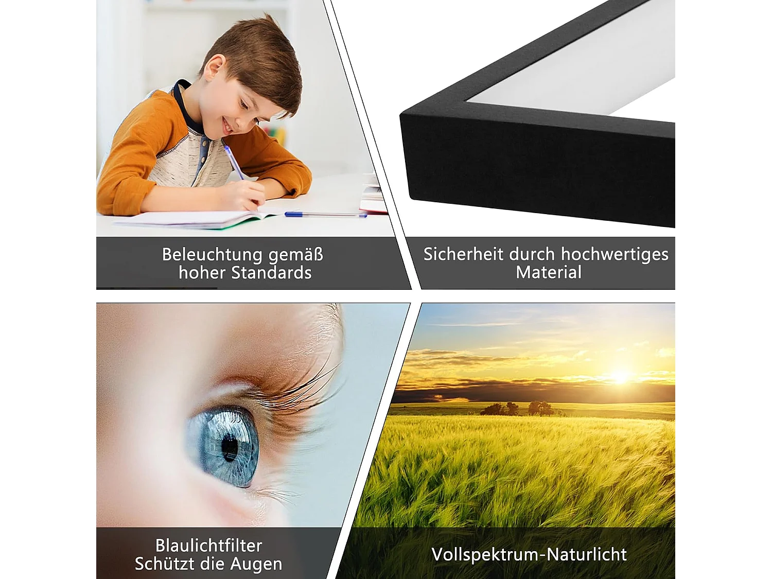 NETTLIFE Plafonnier LED Métal Noir 72W 80CM Salon Lampe de Salon Moderne Dimmable avec Télécommande Design Rectangulaire pour Cuisines