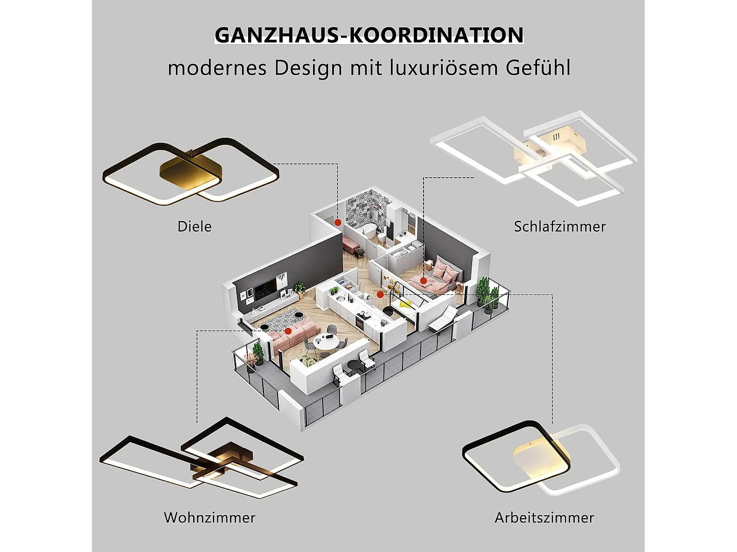 NETTLIFE Plafonnier LED Métal Noir 72W 80CM Salon Lampe de Salon Moderne Dimmable avec Télécommande Design Rectangulaire pour Cuisines