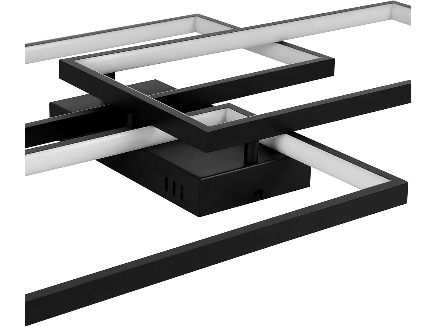 NETTLIFE Plafonnier LED Métal Noir 72W 80CM Salon Lampe de Salon Moderne Dimmable avec Télécommande Design Rectangulaire pour Cuisines