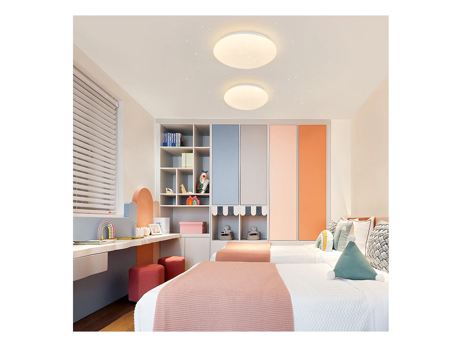 NETTLIFE Plafonnier LED Chambre - Cuisine 5W 3000K Ø 16,5 cm, Blanc Chaud, Couloir, Chambre Enfant