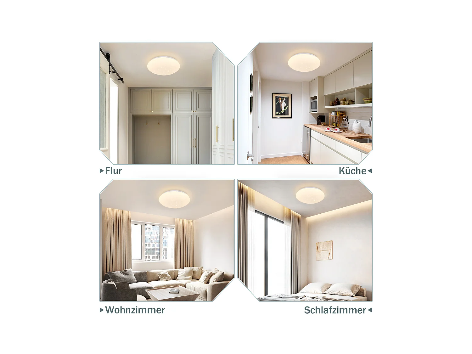 NETTLIFE Plafonnier LED Chambre - Cuisine 5W 3000K Ø 16,5 cm, Blanc Chaud, Couloir, Chambre Enfant