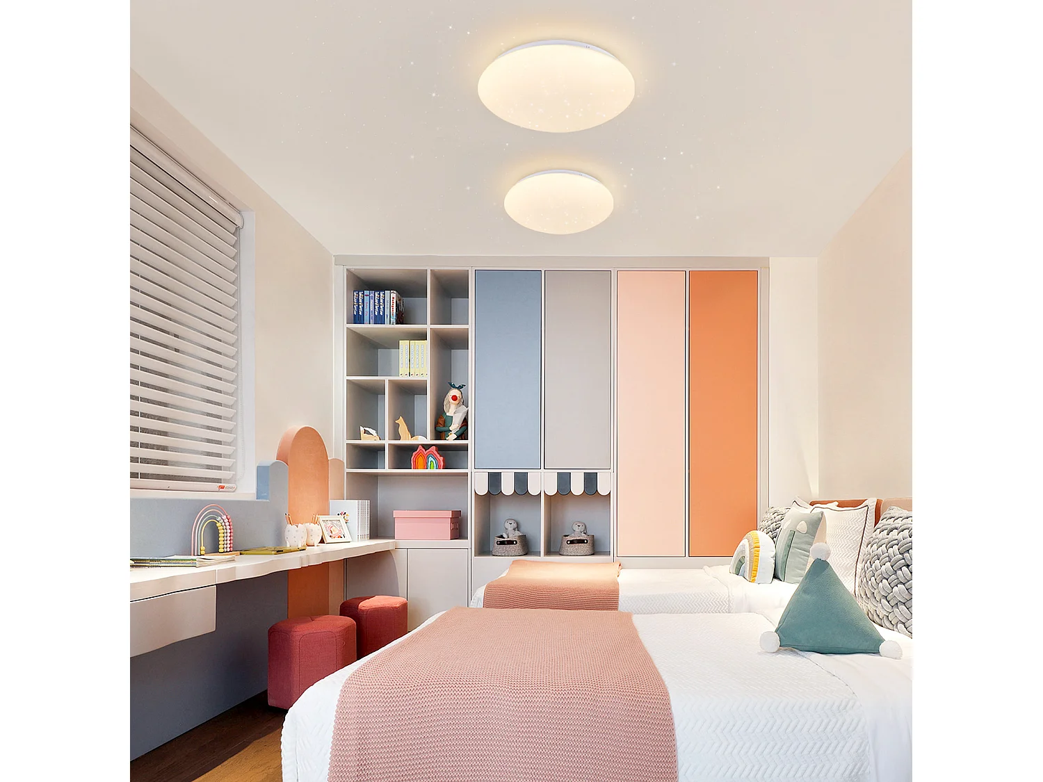 NETTLIFE Plafonnier LED Chambre - Cuisine 5W 3000K Ø 16,5 cm, Blanc Chaud, Couloir, Chambre Enfant