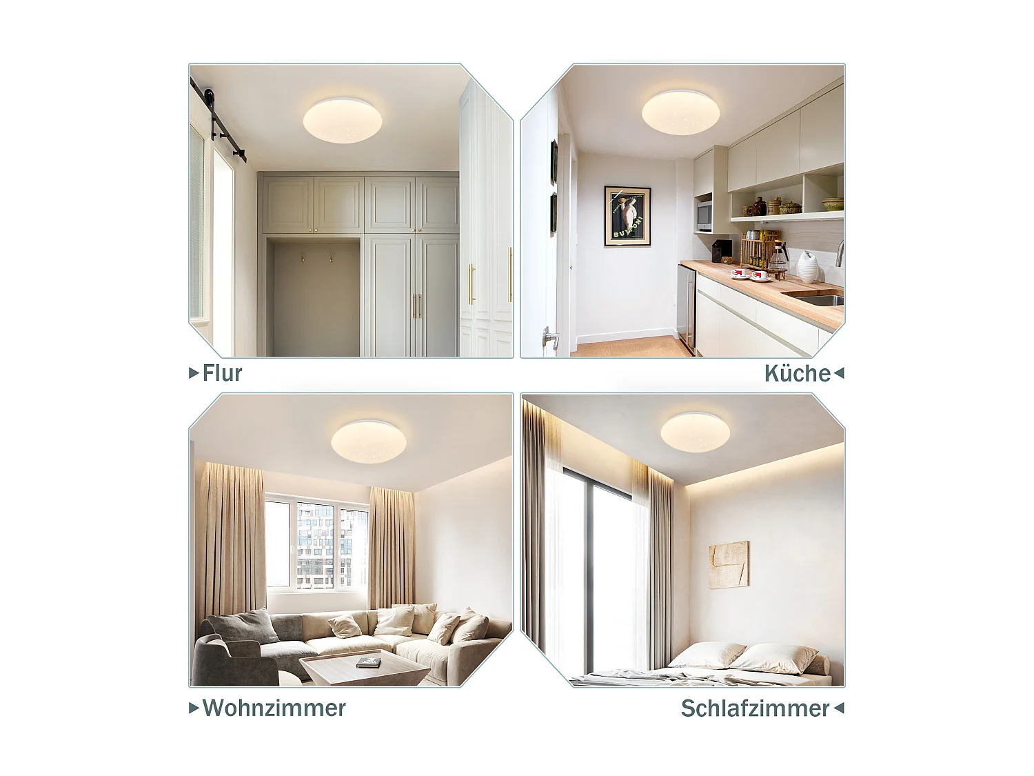 NETTLIFE LED - Deckenleuchte für Schlafzimmer - Küche, 5W, 3000K, Ø 16,5 cm, warmweiß, Flur, Kinderzimmer