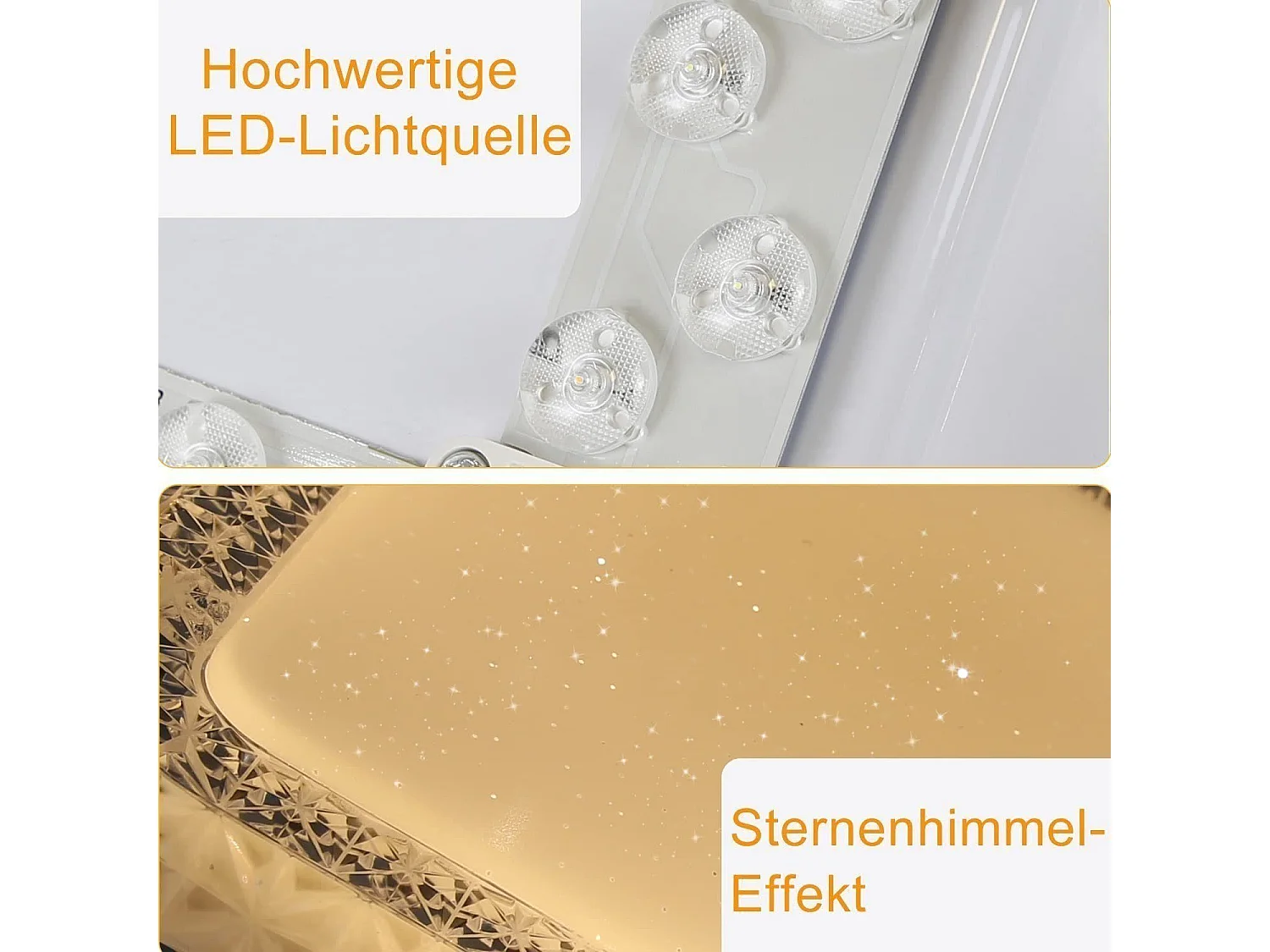 NETTLIFE Lámpara de Techo LED  Moderna Cuadrada 30CM Diseño de Cielo Estrellado de Cristal Regulable con Control Remoto Blanco Pequeño para