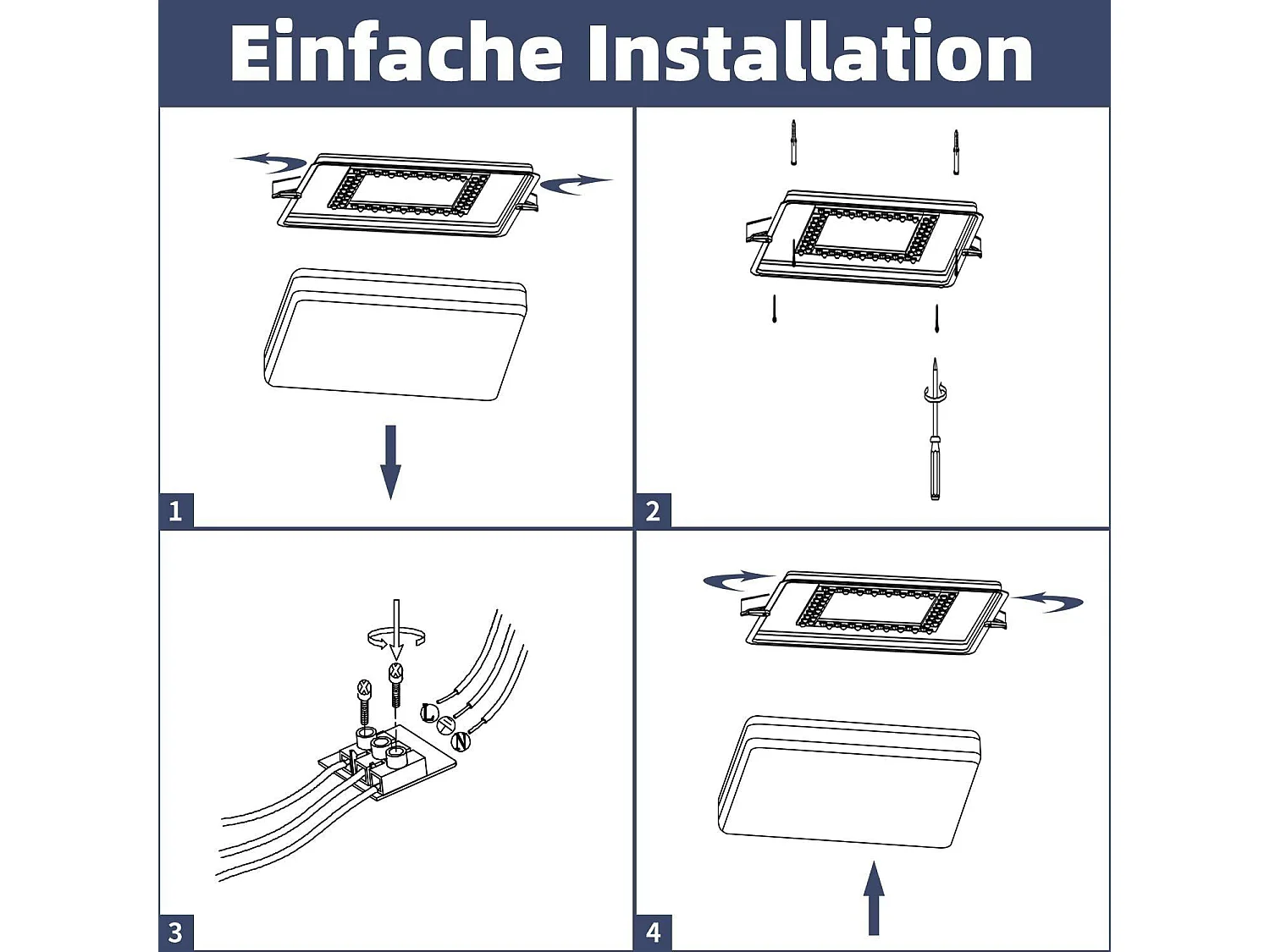NETTLIFE Lámpara de Techo LED  Moderna Cuadrada 30CM Diseño de Cielo Estrellado de Cristal Regulable con Control Remoto Blanco Pequeño para