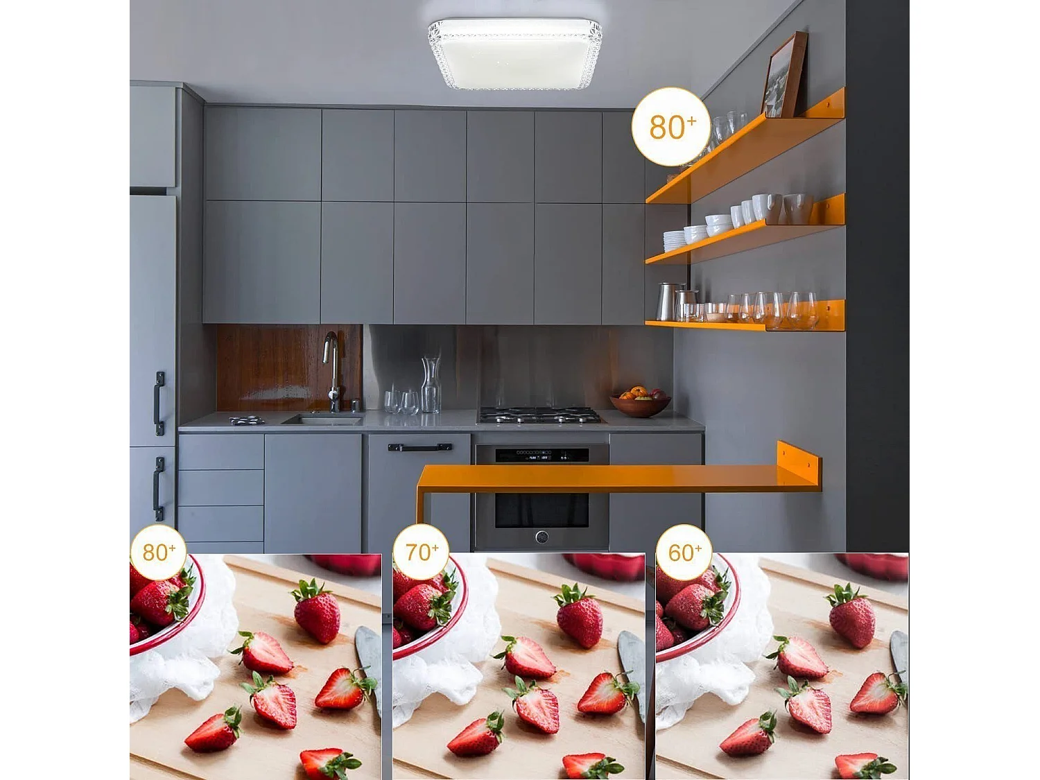 NETTLIFE Plafonnier LED Cuisine Salon Moderne Carré 30CM Cristal Ciel Étoilé Design Dimmable avec Télécommande Blanc Petit pour Salon Couloir Bureau