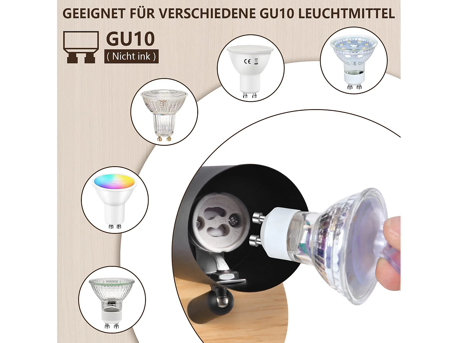 LED Deckenleuchte 1 flammig schwarz Deckenlampe Gu10 schwenkbar Spot Wandleuchte Holz 40w ohne Leuchtmittel