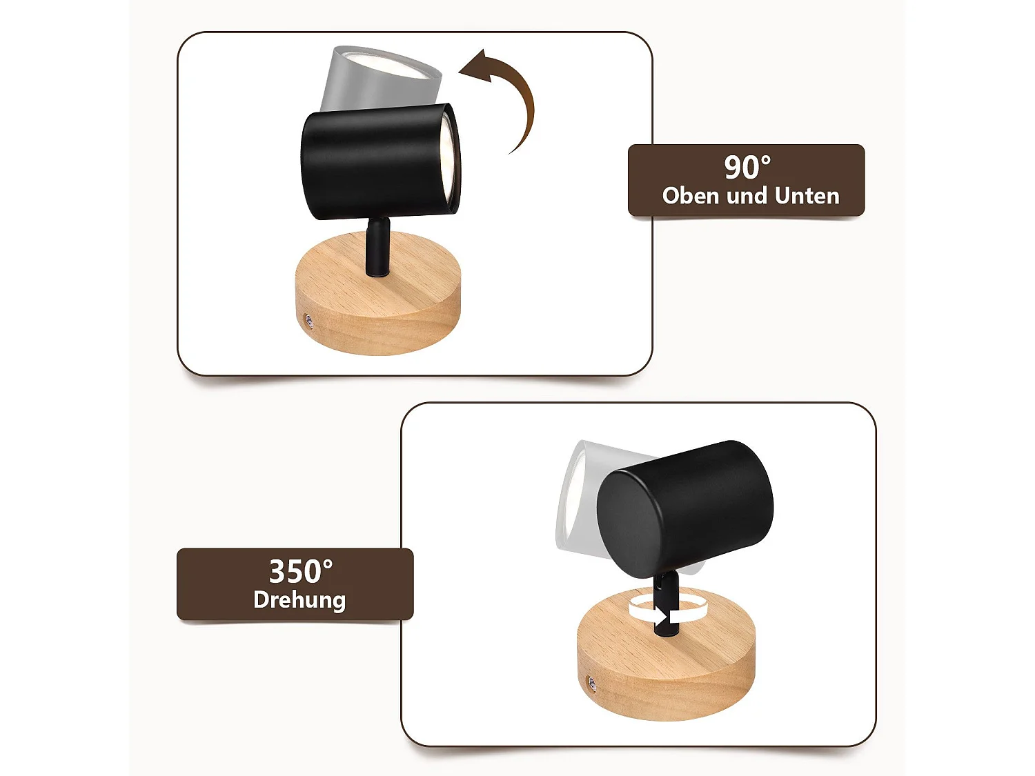 LED Deckenleuchte 1 flammig schwarz Deckenlampe Gu10 schwenkbar Spot Wandleuchte Holz 40w ohne Leuchtmittel