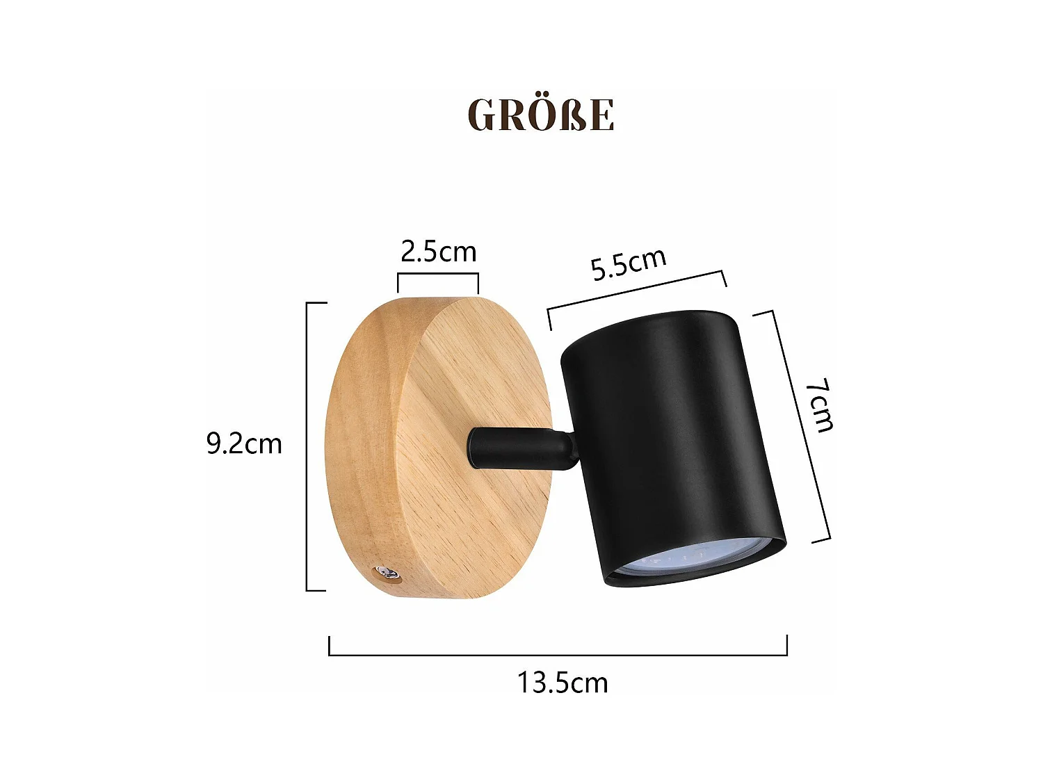 NETTLIFE Opbouwspot Hout zwart rond 1-lichts GU10 Fitting draaibar Plafondspot Hoogwaardig   Max.40W Vintage Plafondlamp