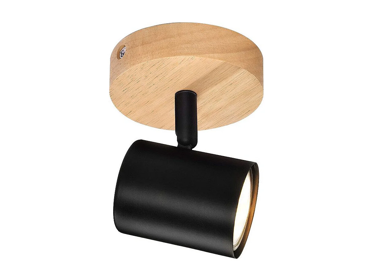 NETTLIFE Plafonnier LED 1 flamme - Noir Plafonnier GU10 Spot pivotant Applique murale en bois Spot mural pour salon chambre MAX.40W Sans ampoule