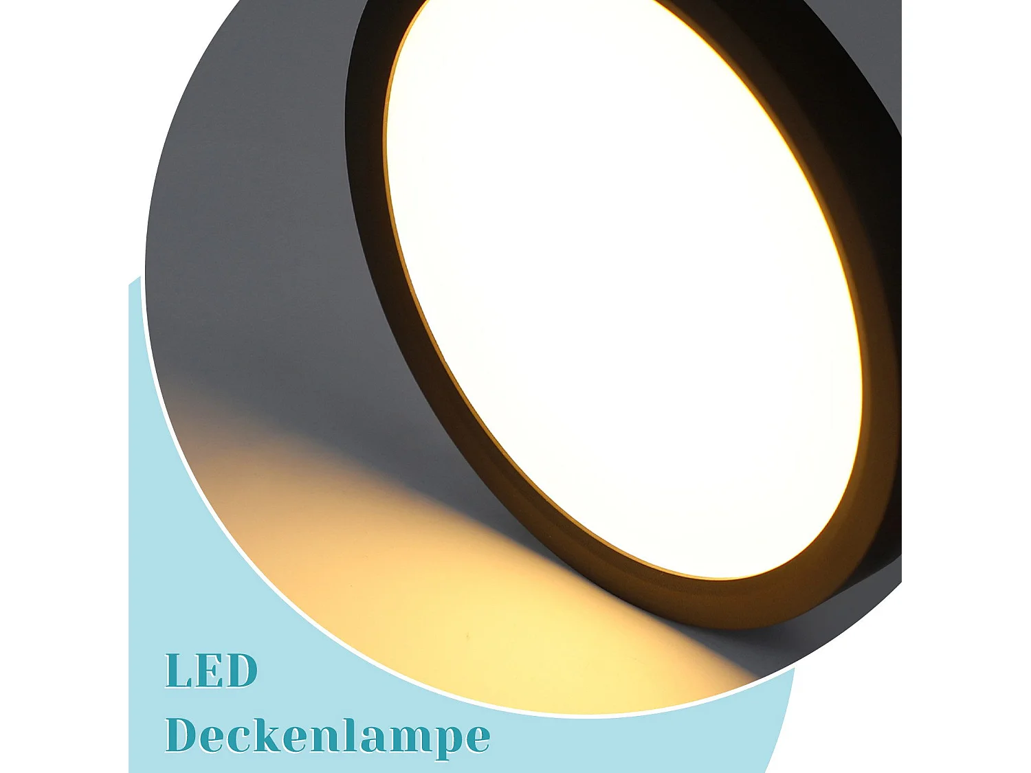 NETTLIFE Lampa sufitowa LED Ø 30 cm - 24 W, Czarny, 3000 K - Nowoczesne oświetlenie do kuchni, łazienki, przedpokoju, sypialni