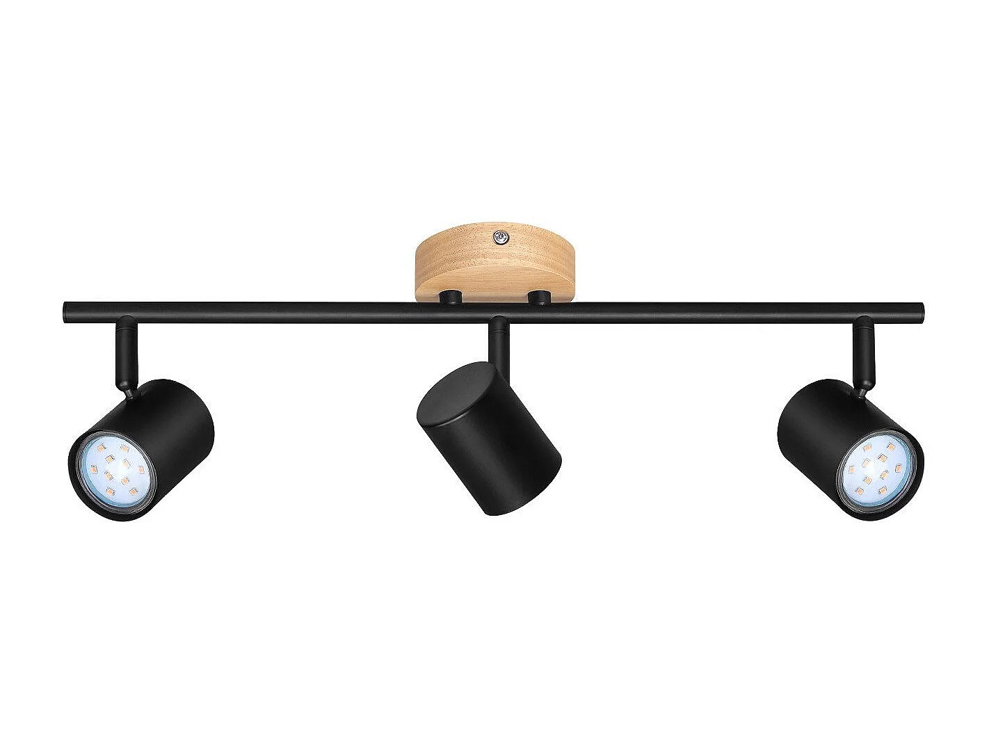 NETTLIFE 3-płomienna lampa sufitowa LED - czarna lampa sufitowa GU10 Obrotowy reflektor Drewniany kinkiet Reflektor ścienny do salonu sypialni Bez żarówki