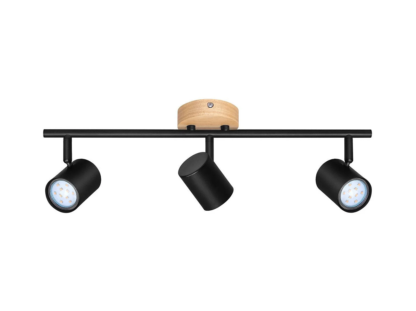 NETTLIFE Opbouwspot Hout zwart rond 3-lichts GU10 Fitting draaibar Plafondspot Hoogwaardig   Max.25W Vintage Plafondlamp