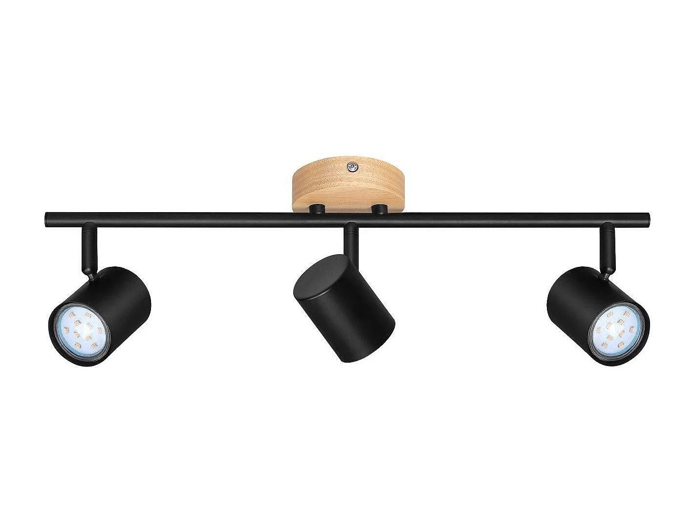 NETTLIFE Plafonnier LED 3 flamme - Noir Plafonnier GU10 Spot pivotant Applique murale en bois Spot mural pour salon chambre  Sans ampoule