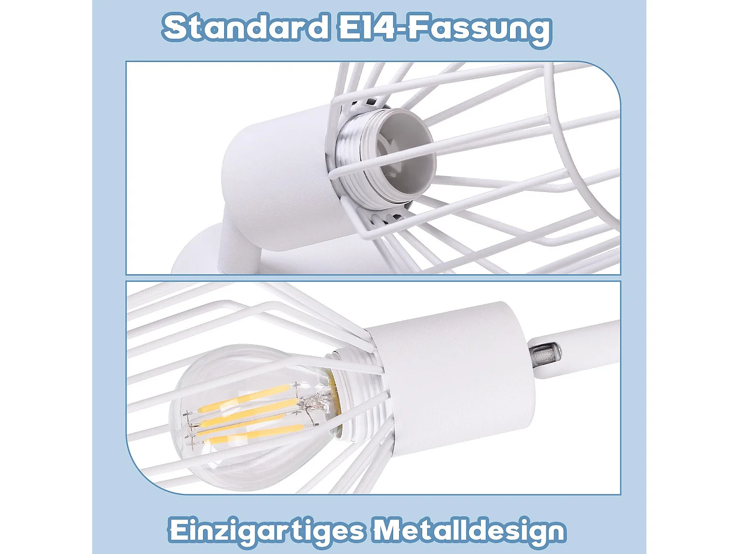 NETTLIFE Opbouwspot 1-lichts E14 Fitting wit kooiontwerp Lampkap  350° draaibar Plafondspot L 8cm Vintage Keukenlamp voor Slaapkamer Hal Woonkamer Zonder Lichtborn