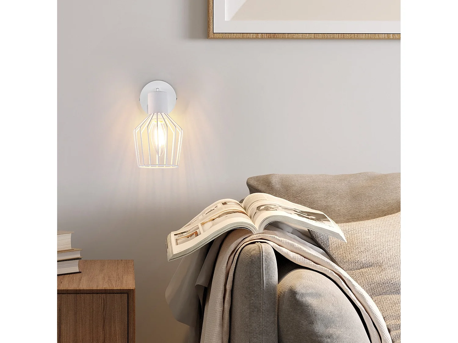 NETTLIFE Opbouwspot 1-lichts E14 Fitting wit kooiontwerp Lampkap  350° draaibar Plafondspot L 8cm Vintage Keukenlamp voor Slaapkamer Hal Woonkamer Zonder Lichtborn