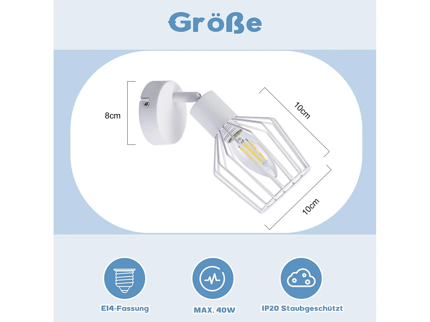 NETTLIFE Spot de Plafond E14 -  métal, lampe de couloir industrielle pivotante à 350°, applique murale pour couloir et salon，blanc