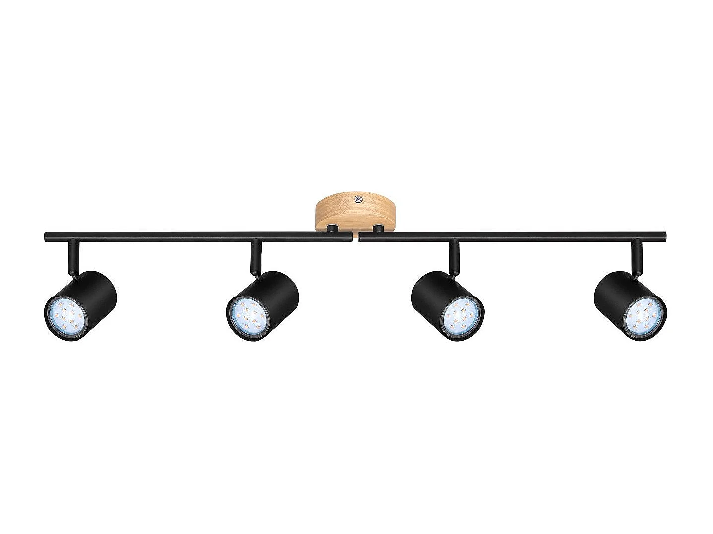 NETTLIFE Plafonnier LED 4 flamme - Noir Plafonnier GU10 Spot pivotant Applique murale en bois Spot mural pour salon chambre  Sans ampoule