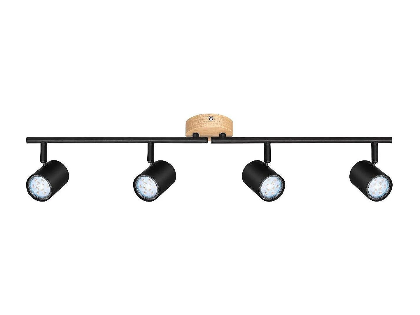 NETTLIFE Plafonnier LED 4 flamme - Noir Plafonnier GU10 Spot pivotant Applique murale en bois Spot mural pour salon chambre  Sans ampoule