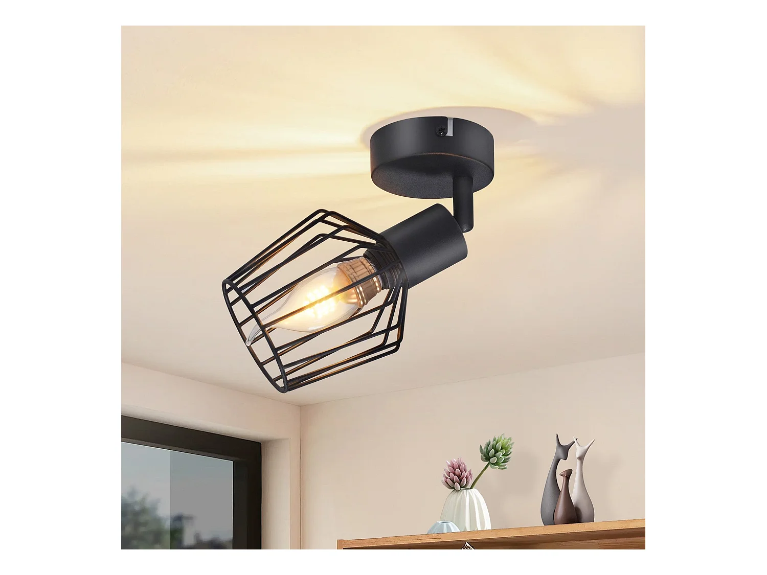NETTLIFE Spot de Plafond E14 -  métal, lampe de couloir industrielle pivotante à 350°, applique murale pour couloir et salon，noir