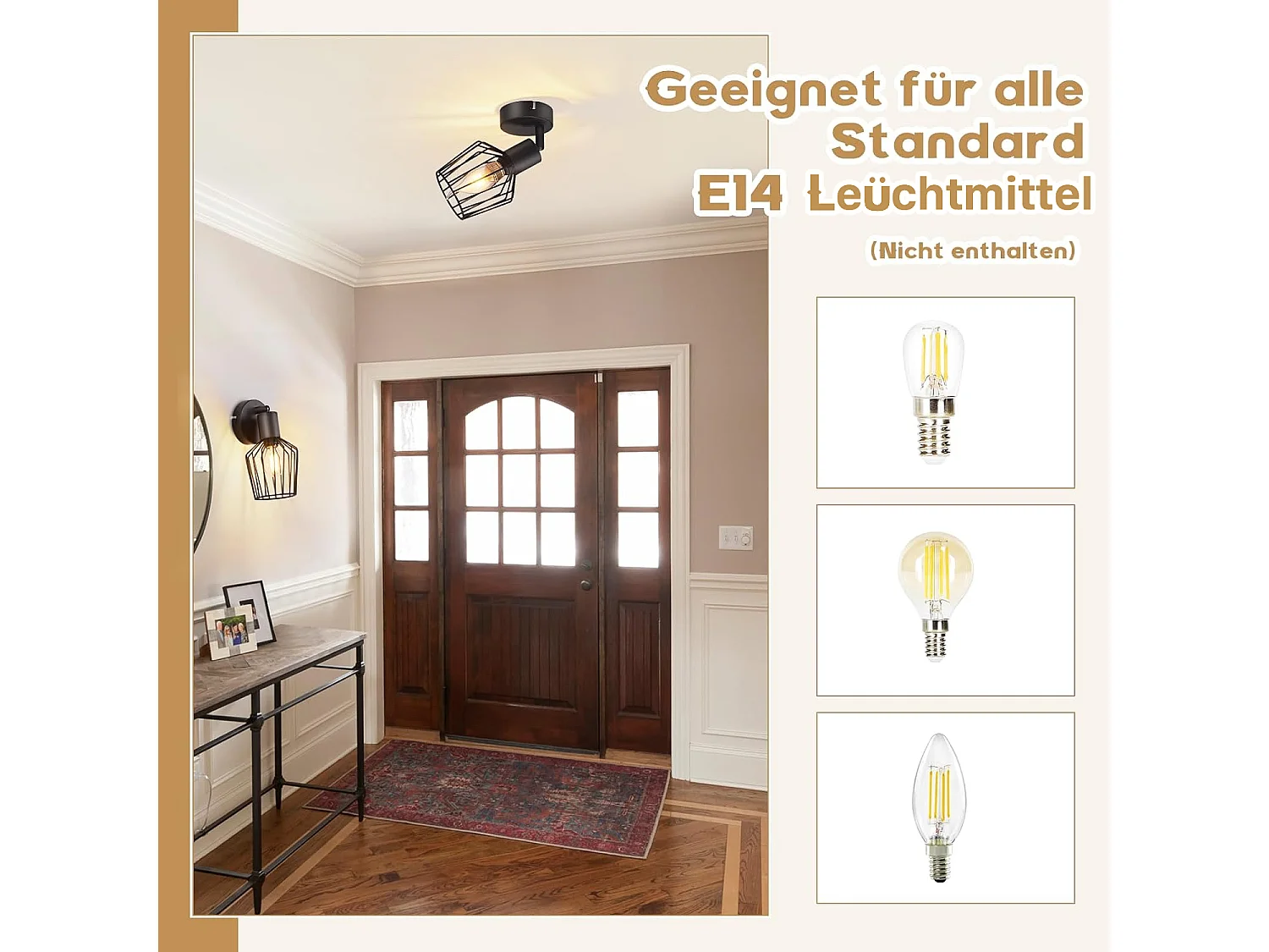 NETTLIFE Opbouwspot 1-lichts E14 Fitting zwart kooiontwerp Lampkap  350° draaibar Plafondspot L 8cm Vintage Keukenlamp