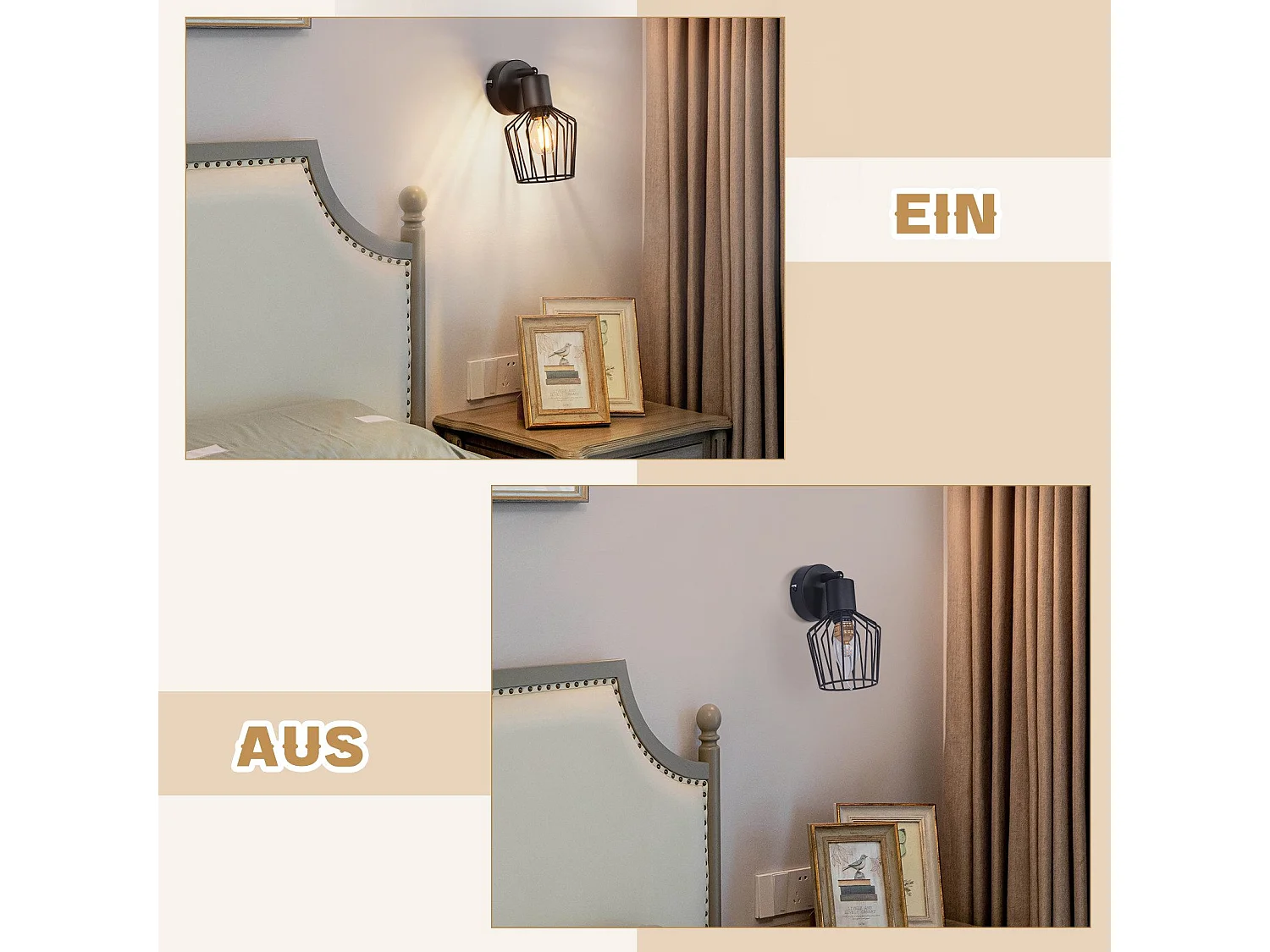 NETTLIFE Opbouwspot 1-lichts E14 Fitting zwart kooiontwerp Lampkap  350° draaibar Plafondspot L 8cm Vintage Keukenlamp