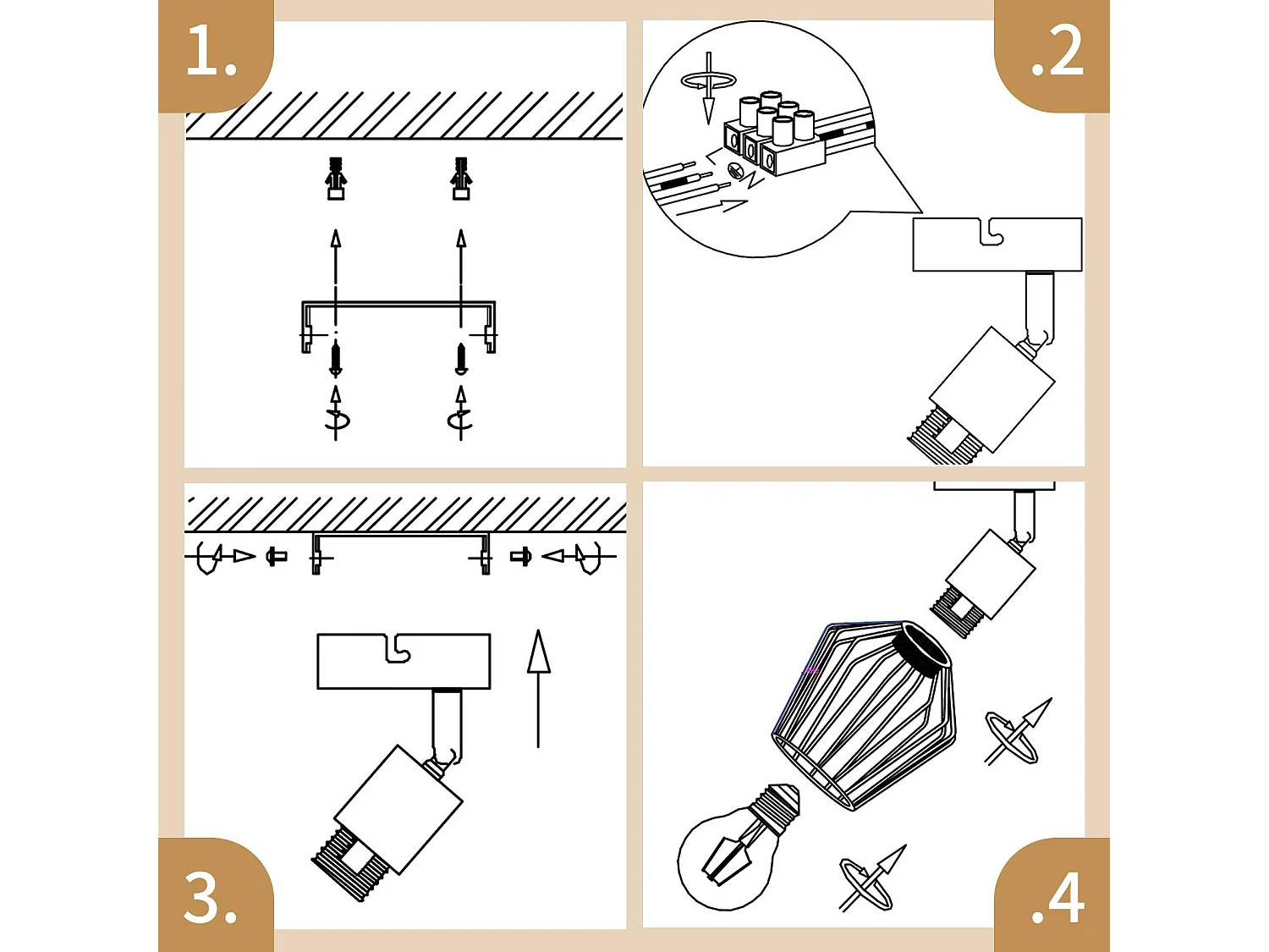 NETTLIFE Opbouwspot 1-lichts E14 Fitting zwart kooiontwerp Lampkap  350° draaibar Plafondspot L 8cm Vintage Keukenlamp