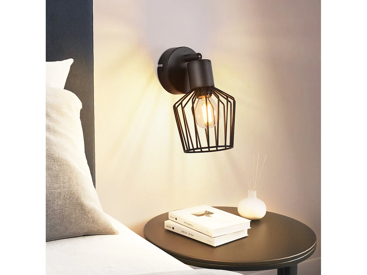 NETTLIFE Spot de Plafond E14 -  métal, lampe de couloir industrielle pivotante à 350°, applique murale pour couloir et salon，noir